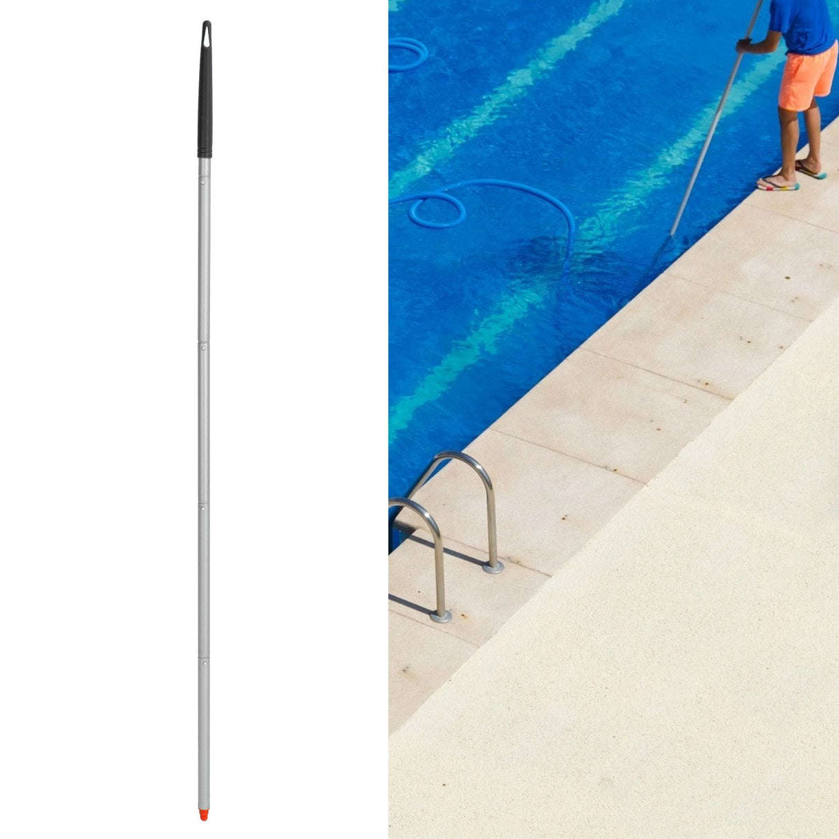 5Pcs Pool Pole Easily Connect Store Adjustable Sturdy Durable Swimming Pool Extension Pole for Cleaning PoolBlack