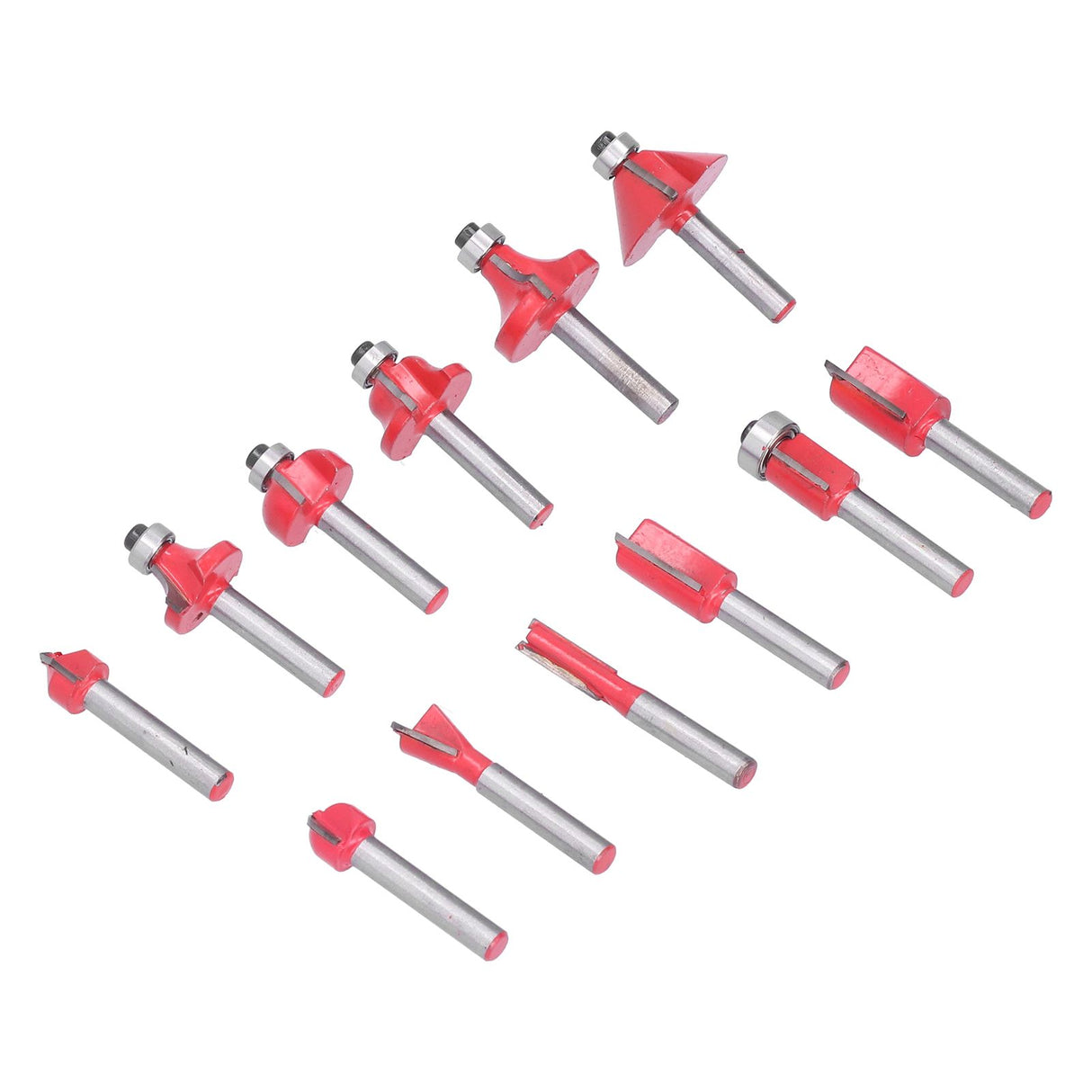 12Pcs Router Bits Kit High Speed Steel Woodworking Milling Cuter Set with Plastic Storage Box High Hardness for Wood Processing