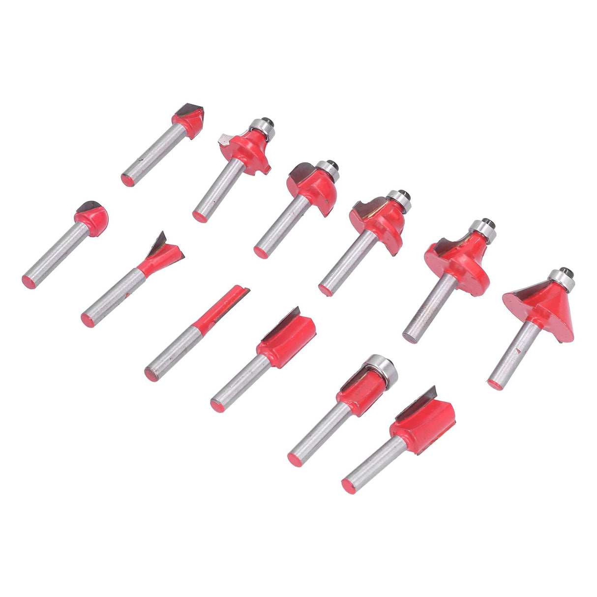 12Pcs Router Bits Kit High Speed Steel Woodworking Milling Cuter Set with Plastic Storage Box High Hardness for Wood Processing