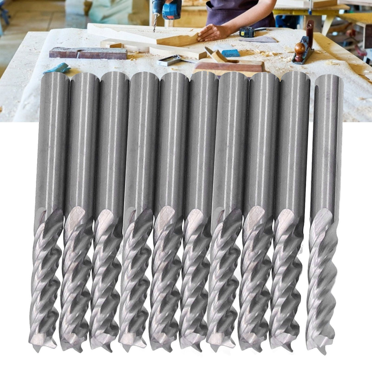 10Pcs 4 Flutes Milling Cutter No Burr Engrave Machine Knife 3.175x15mm for Acrylic MDF PVC