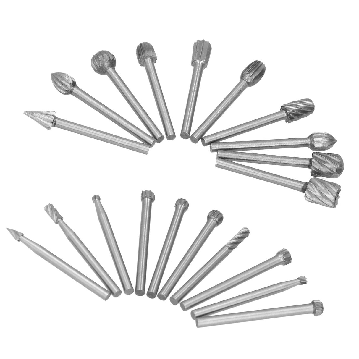 20Pcs High Speed Steel Rotary File DIY Grinding Head Set Accessory for Woodworking