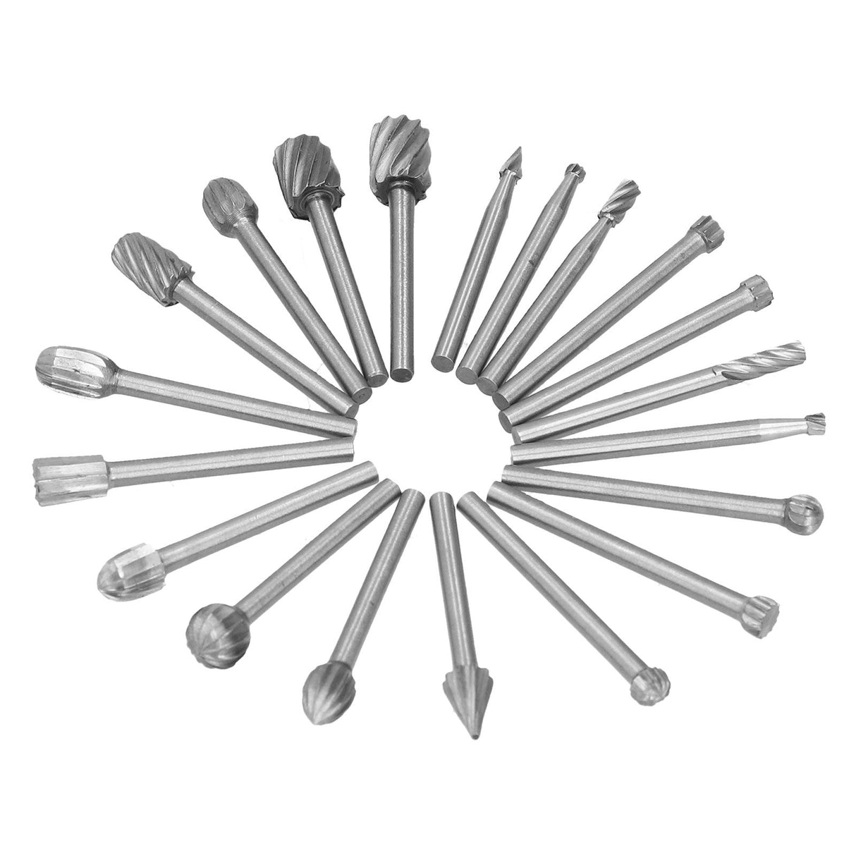 20Pcs High Speed Steel Rotary File DIY Grinding Head Set Accessory for Woodworking