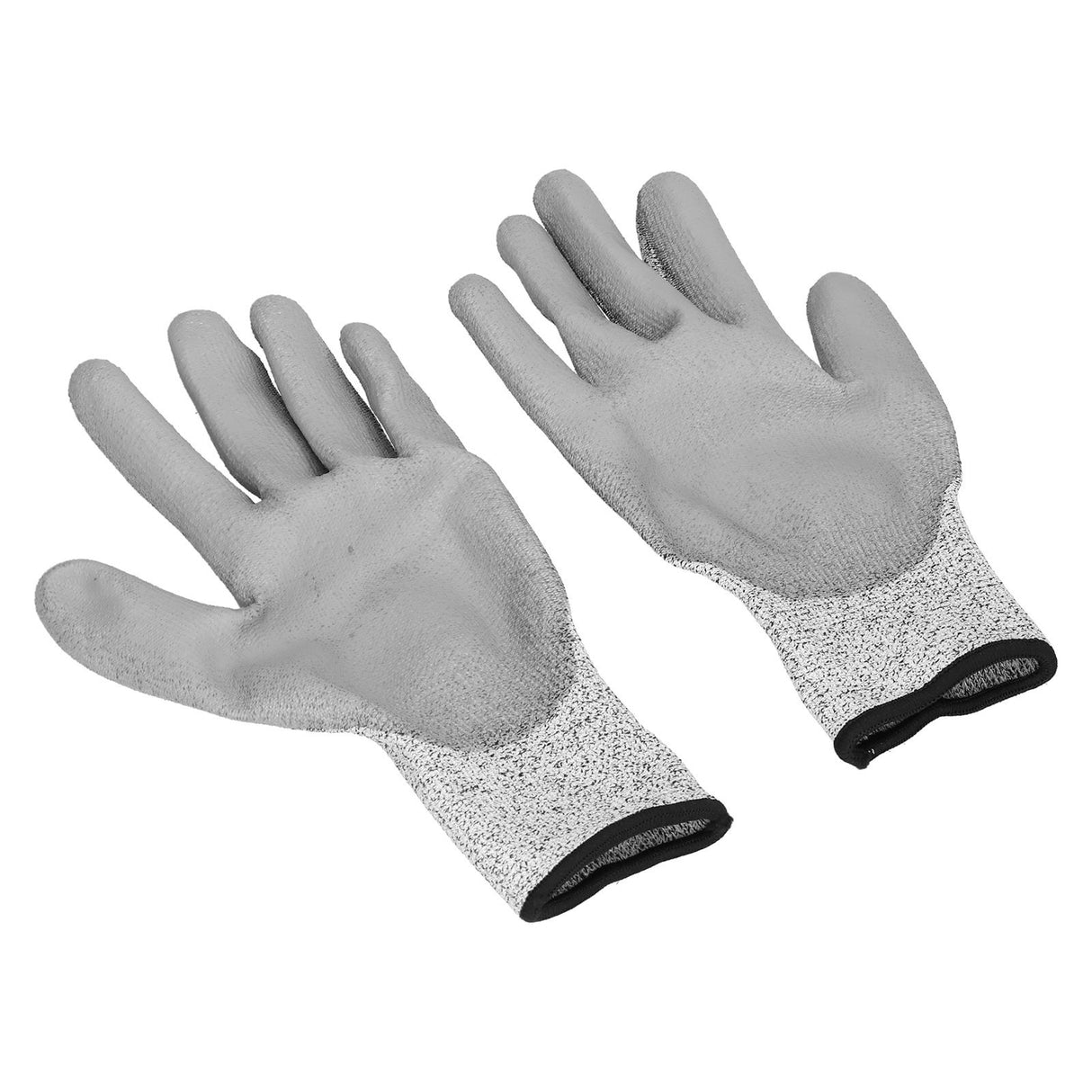 2 Pair Gray Cut Resistant Gloves Level 5 Protection HPPE Dipped Gloves for Gardening Outdoor