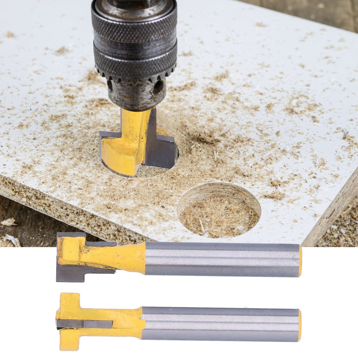 2Pcs 1/4 Shank Woodworking Cutter T Shaped High Speed Steel 9.52mm 12.7mm Woodworking Milling Cutter for Wood Cutting