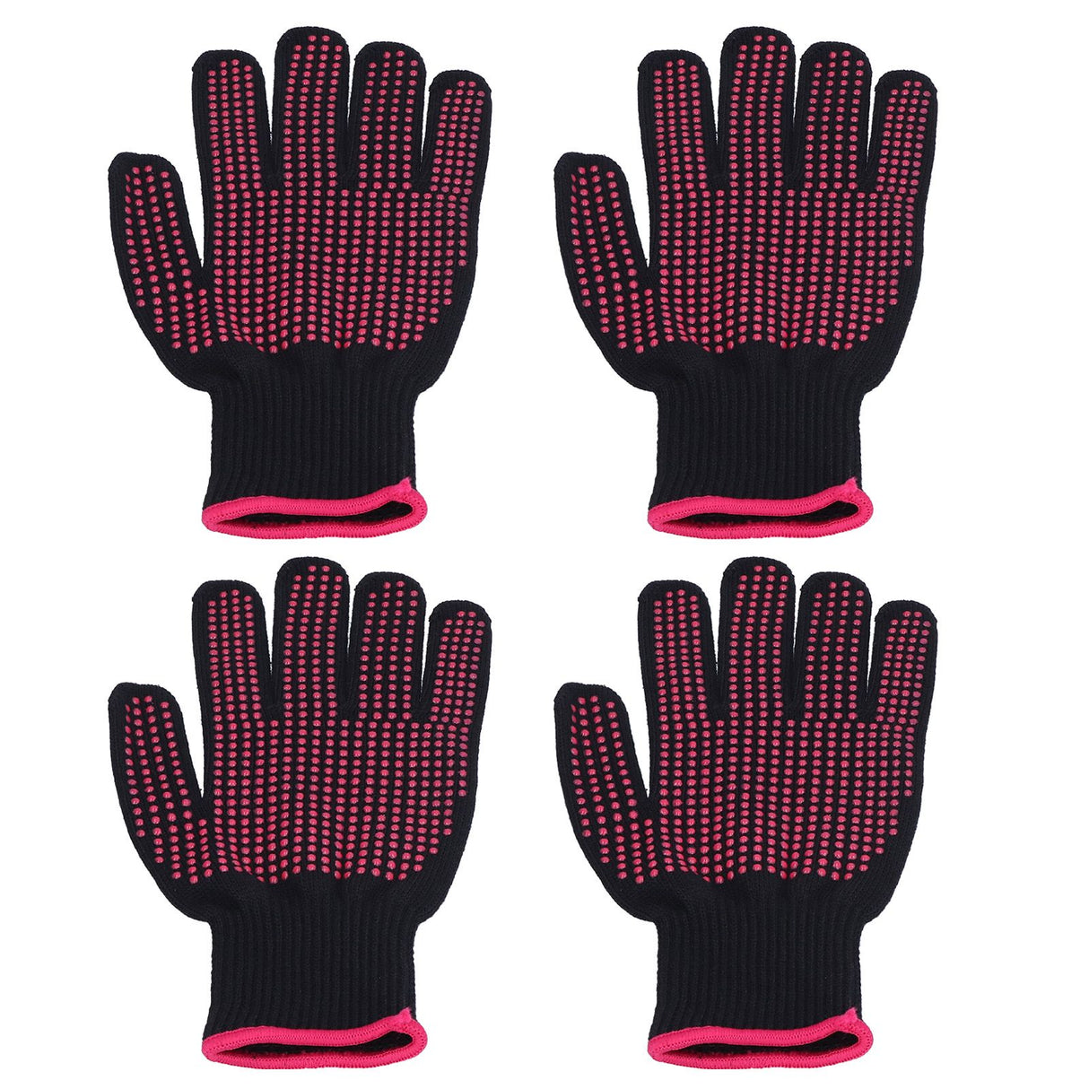 4Pcs Heat Resistant Gloves High Temperature Resistant Anti Scalding Mitts with Silicone BumpsRose Red Silicone Rose Red Edge