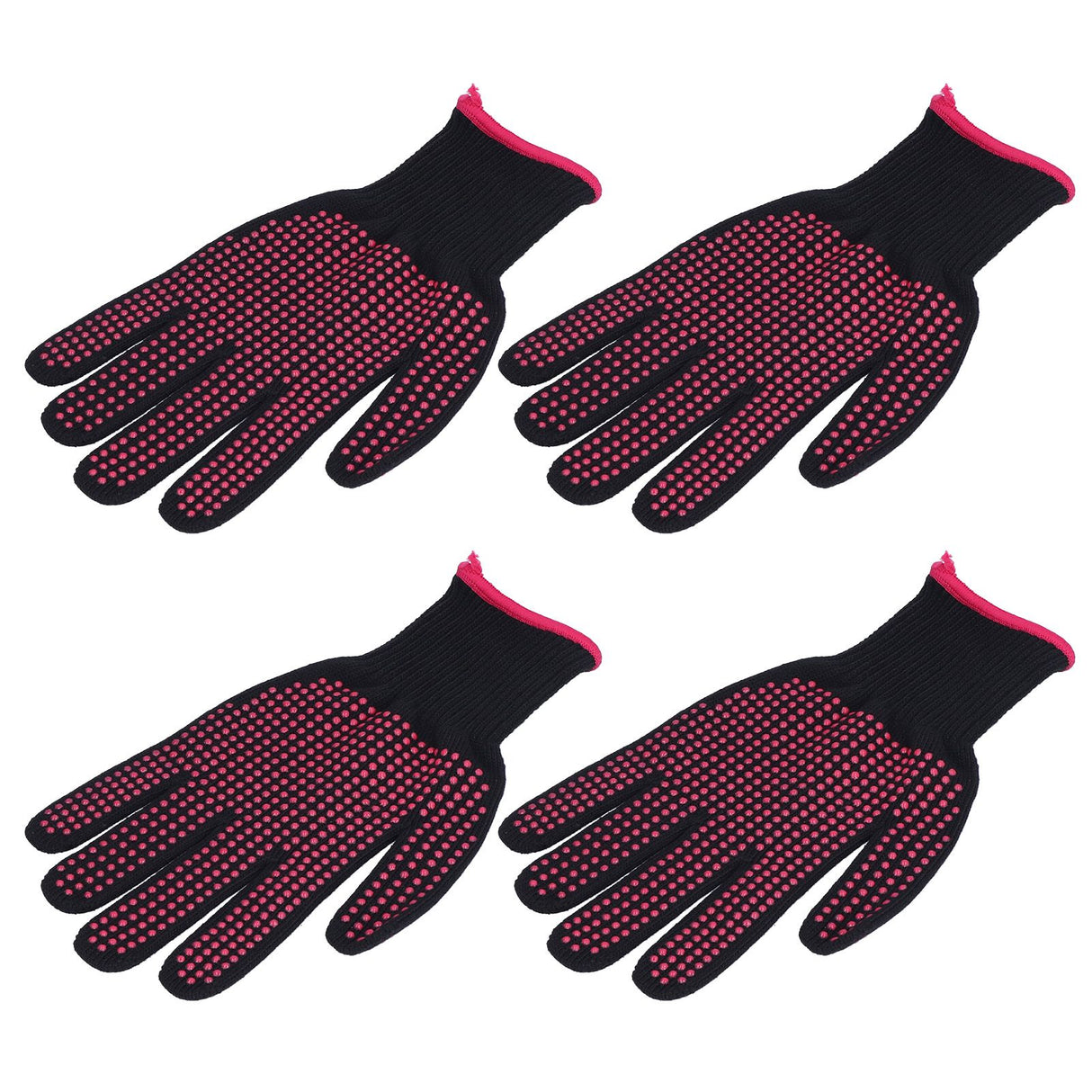 4Pcs Heat Resistant Gloves High Temperature Resistant Anti Scalding Mitts with Silicone BumpsRose Red Silicone Rose Red Edge