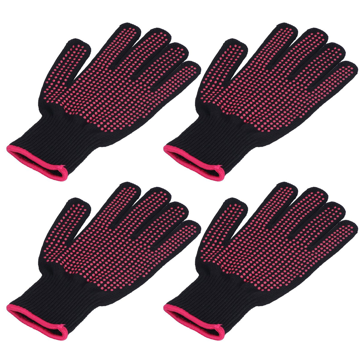 4Pcs Heat Resistant Gloves High Temperature Resistant Anti Scalding Mitts with Silicone BumpsRose Red Silicone Rose Red Edge