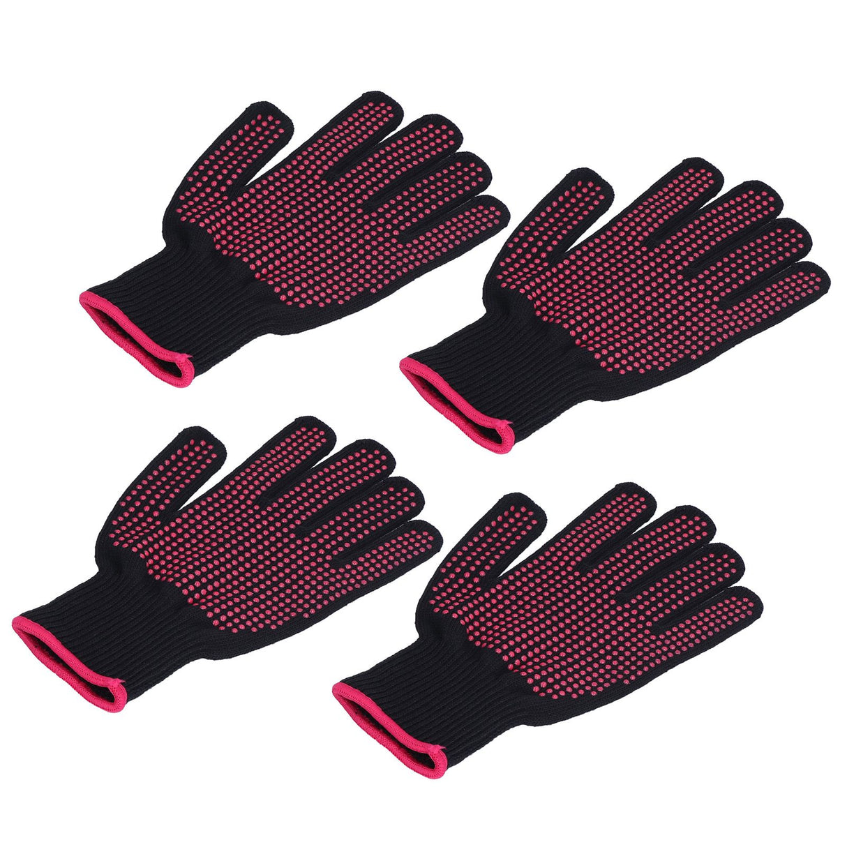 4Pcs Heat Resistant Gloves High Temperature Resistant Anti Scalding Mitts with Silicone BumpsRose Red Silicone Rose Red Edge