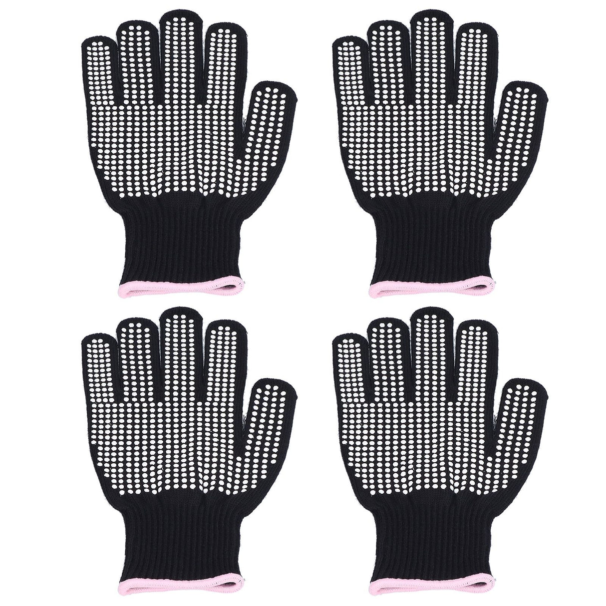 4Pcs Heat Resistant Gloves High Temperature Resistant Anti Scalding Mitts with Silicone BumpsWhite Silicone Pink Edge