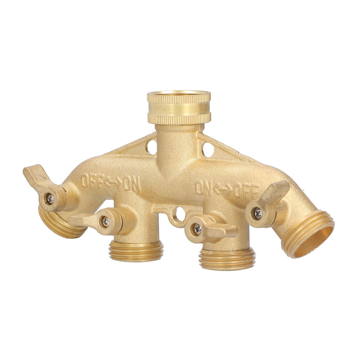 G3/4 4 Way Hose Splitter Brass Garden Hose Faucet Adapter Joint Connector Irrigation Accessory