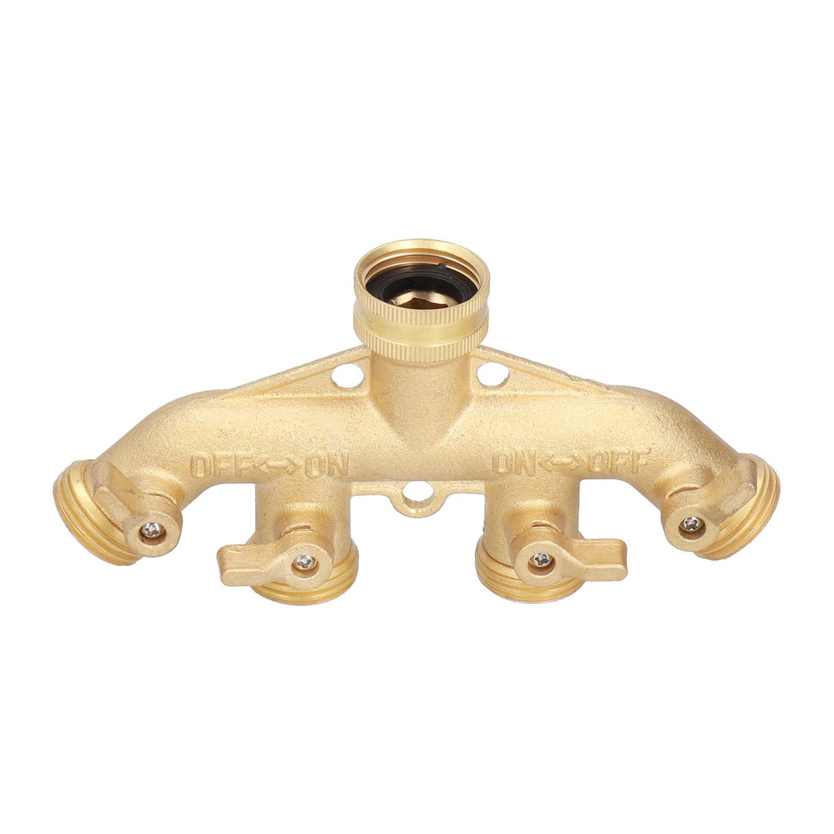 G3/4 4 Way Hose Splitter Brass Garden Hose Faucet Adapter Joint Connector Irrigation Accessory