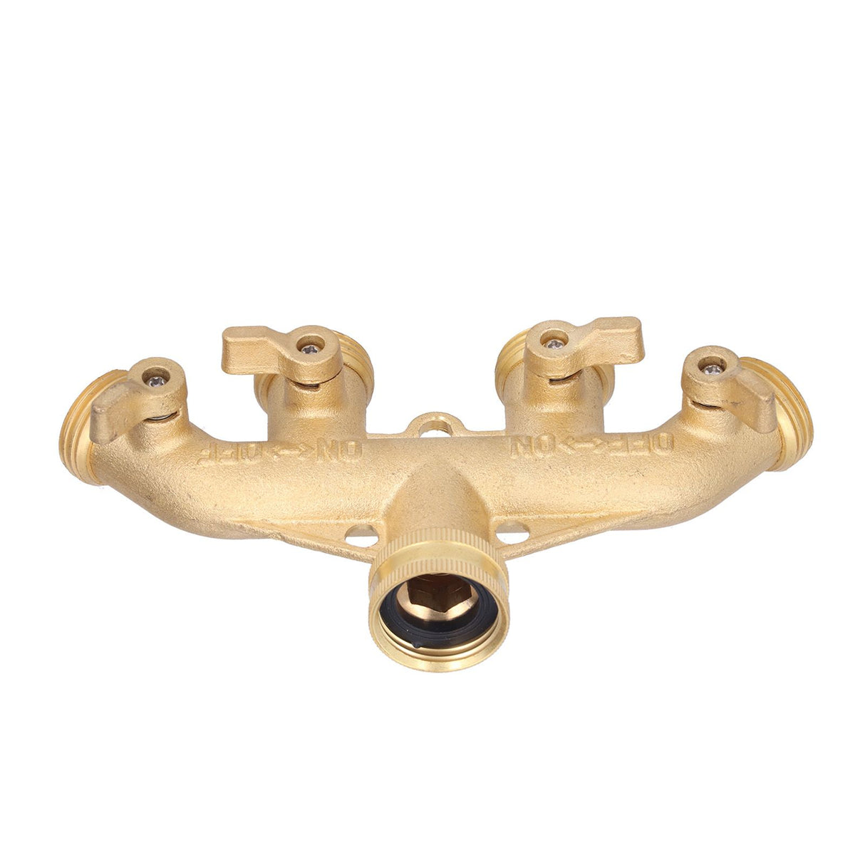G3/4 4 Way Hose Splitter Brass Garden Hose Faucet Adapter Joint Connector Irrigation Accessory