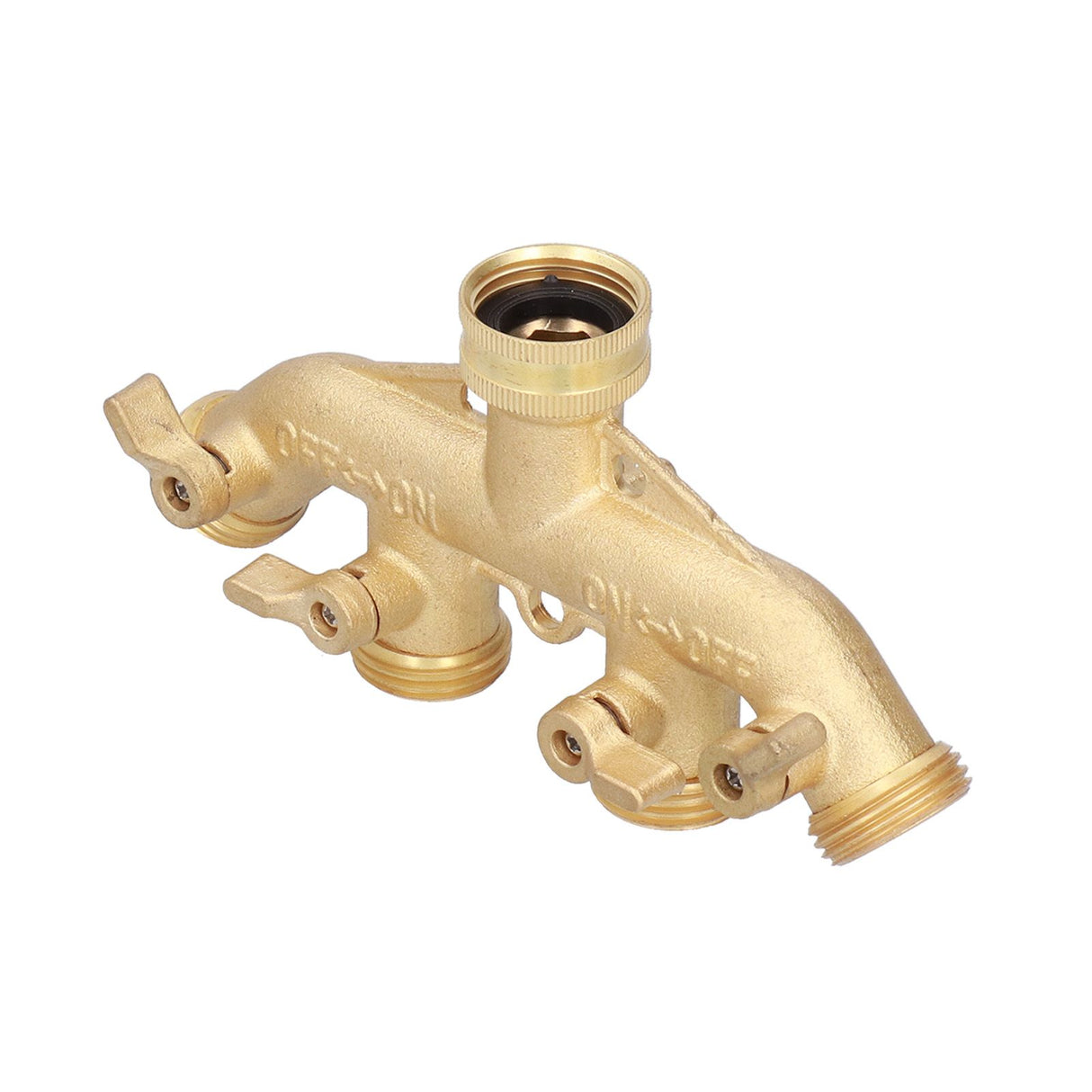 G3/4 4 Way Hose Splitter Brass Garden Hose Faucet Adapter Joint Connector Irrigation Accessory
