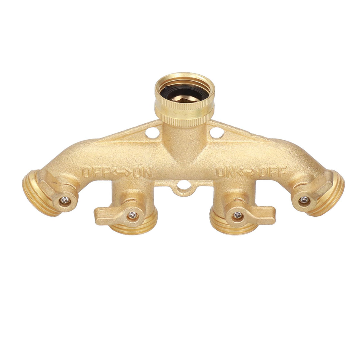 G3/4 4 Way Hose Splitter Brass Garden Hose Faucet Adapter Joint Connector Irrigation Accessory
