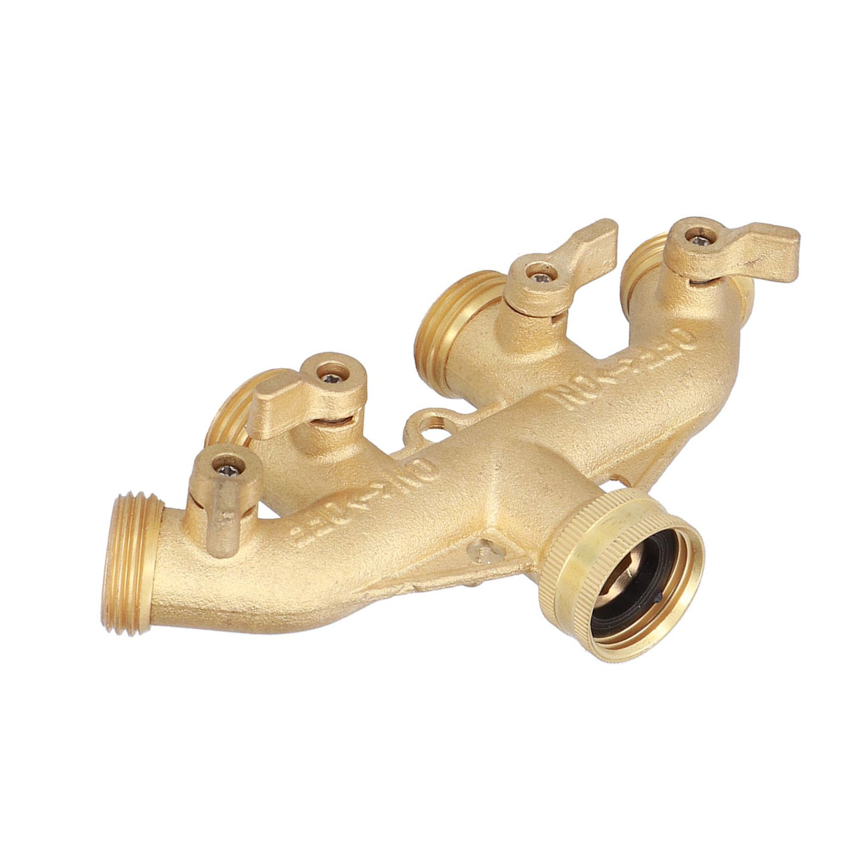 G3/4 4 Way Hose Splitter Brass Garden Hose Faucet Adapter Joint Connector Irrigation Accessory