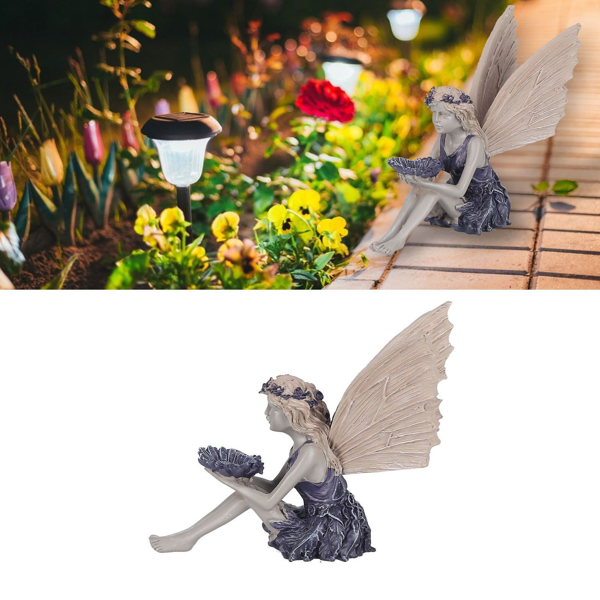 Sitting Fairy Statue Decorative Sunflower Fairy Ornament for Gardening Outdoor Home