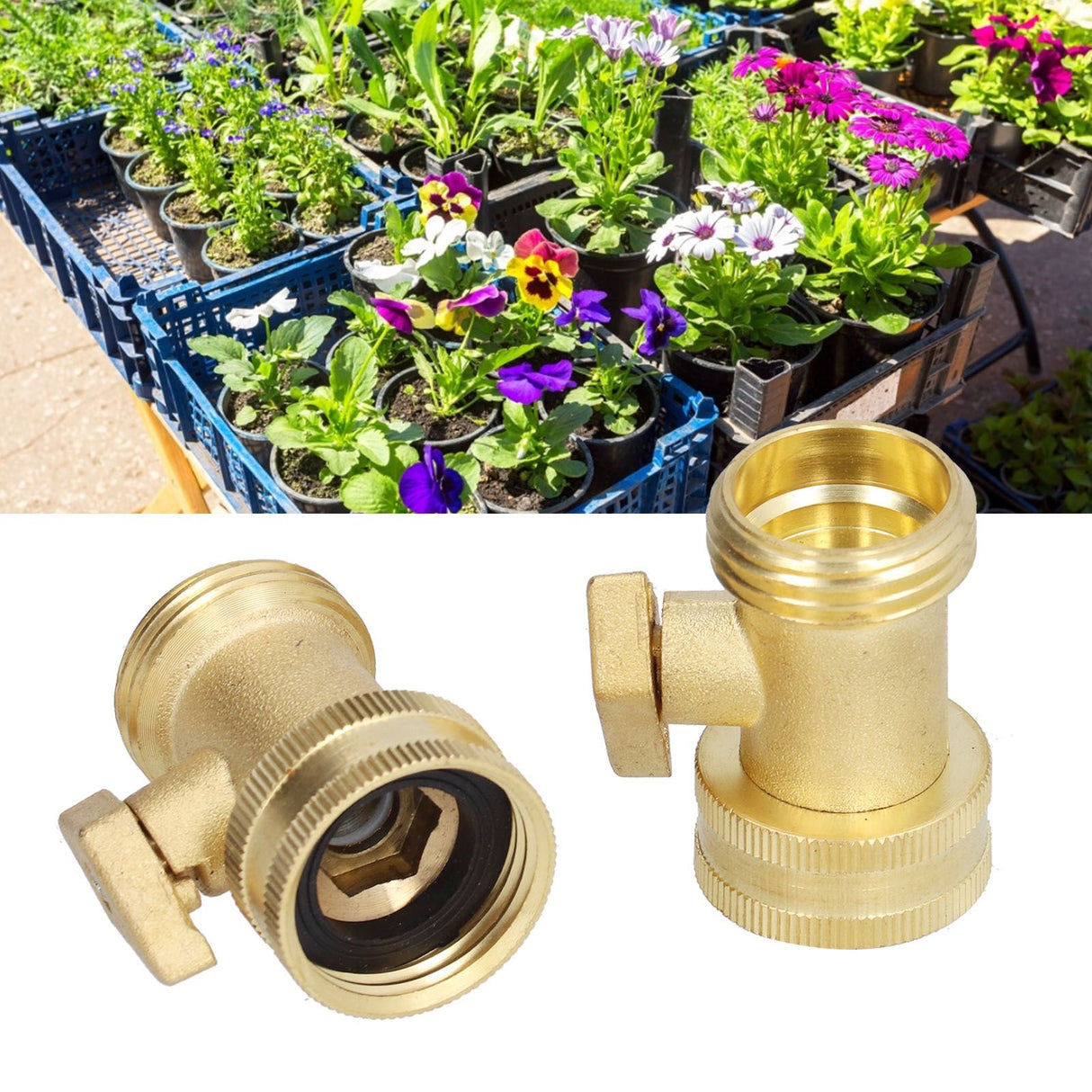2PCS G3/4 Shut Off Valve Garden Hose Brass Stop Valve with 2 Way Screw Interface for Irrigation Equipment