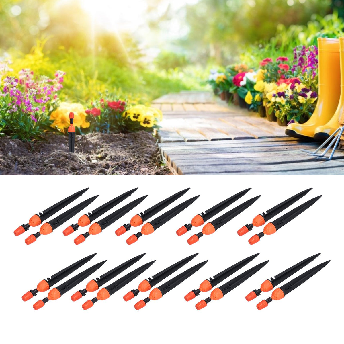 20 Set Multifunctional Spray Dripper Adjustable Irrigation Atomizing Sprinklers Drip Irrigation SystemOrange