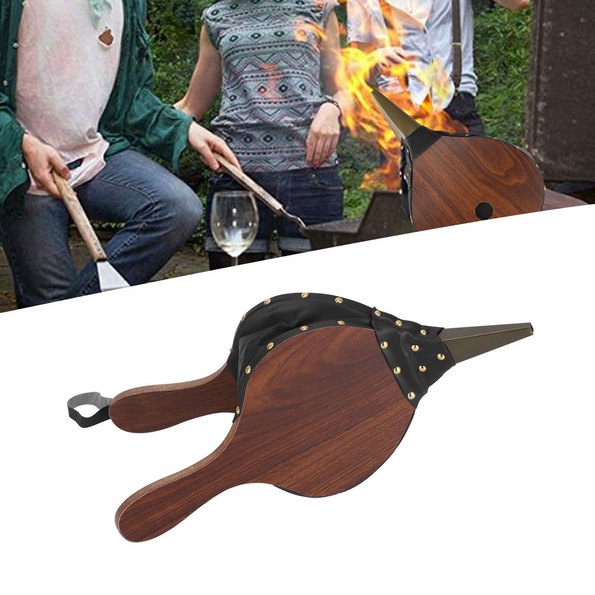 Fire Stove Blower Wooden Manual Fire Place Bellow for Fire Pit Straw Outdoor BBQ Camping