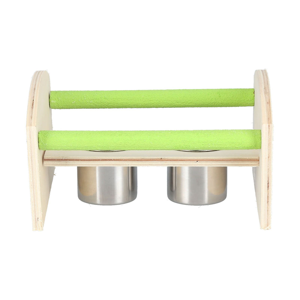 Parrot Wood Stand with 2 Stainless Steel Feeding Cup Playstand Training Toy for Outdoor Gardening