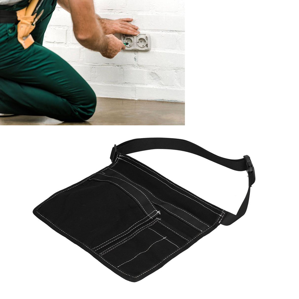Tool Waist Bag Lightweight Multi Pocket Oxford Cloth Waist Tool Pouch for Garden Climbing OutdoorBlack