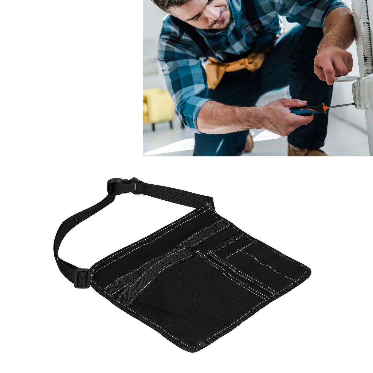Tool Waist Bag Lightweight Multi Pocket Oxford Cloth Waist Tool Pouch for Garden Climbing OutdoorBlack