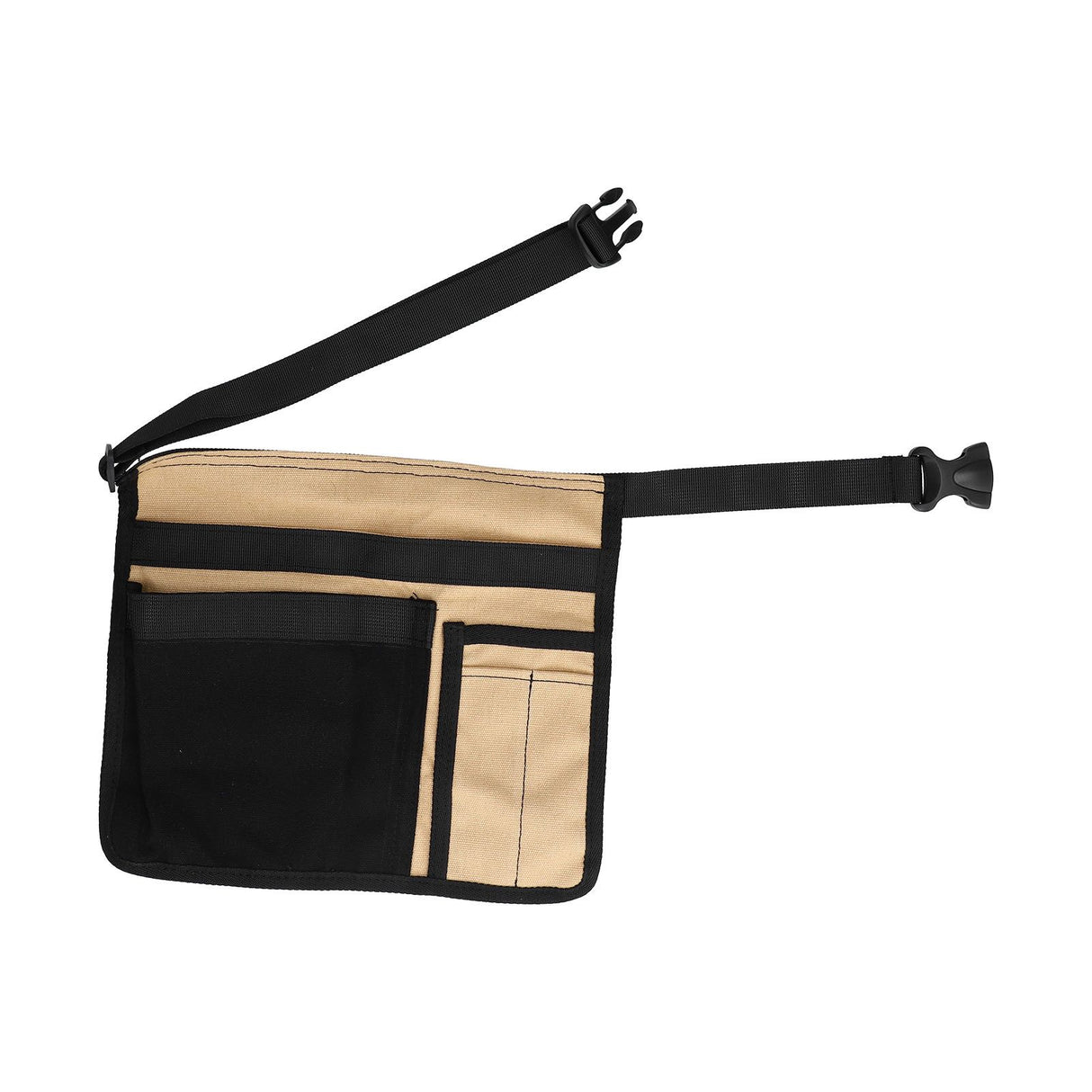 Tool Waist Bag Lightweight Multi Pocket Oxford Cloth Waist Tool Pouch for Garden Climbing Outdoor(Black Khaki )