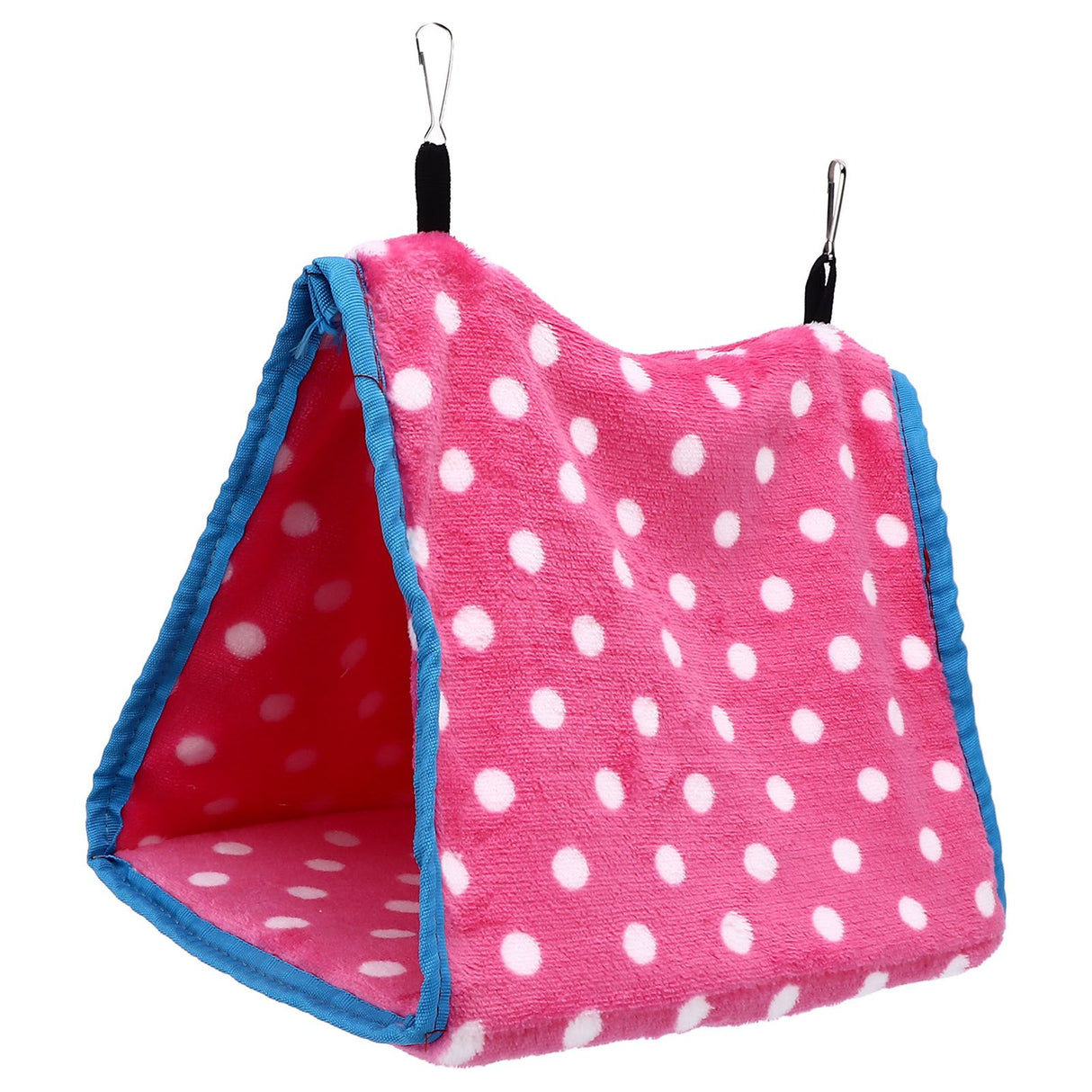 Bird Bed Foldable Portable Comfortable Flannel Triangular Hanging Bird Hammock with Hooks for Parrots Hamsters SquirrelsPink