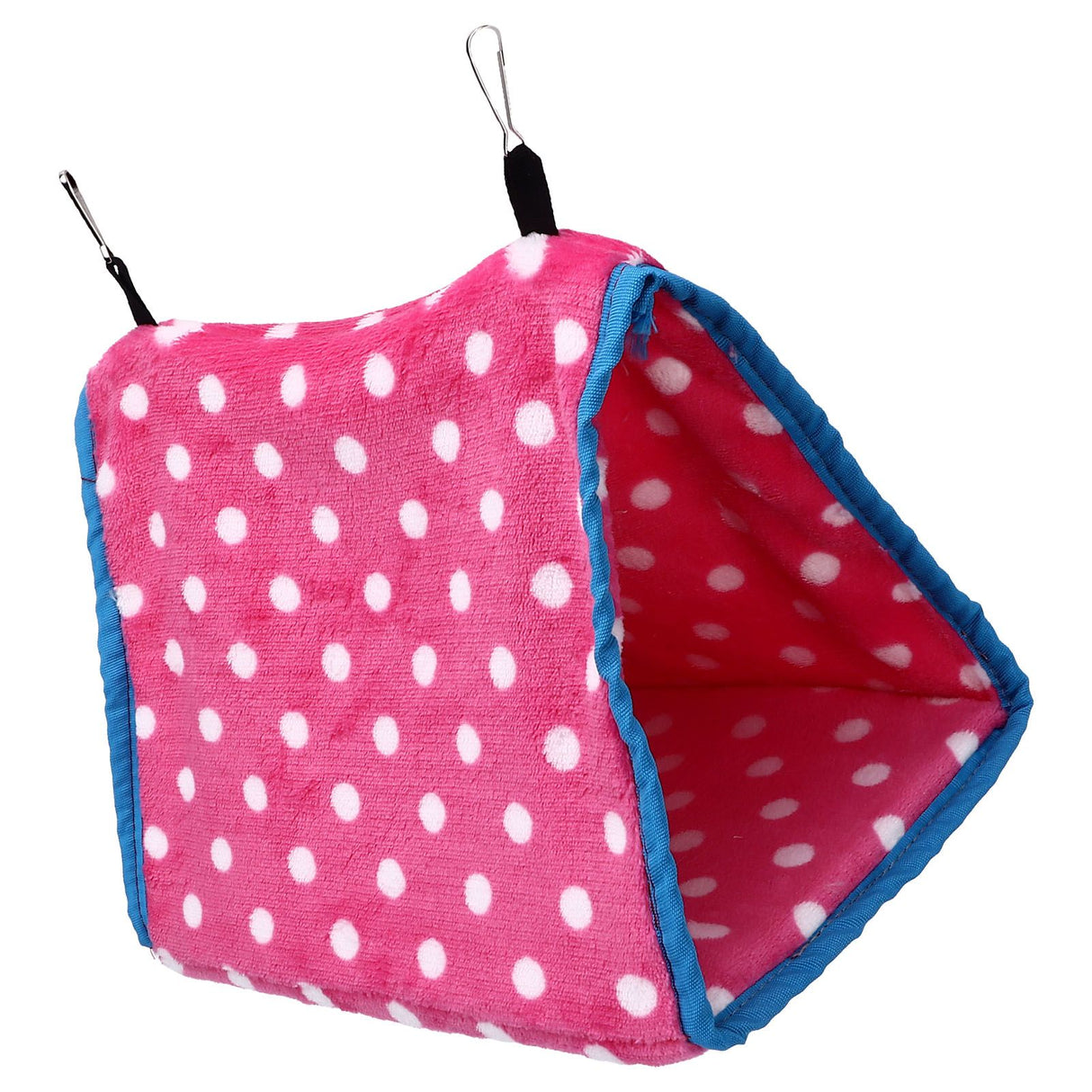 Bird Bed Foldable Portable Comfortable Flannel Triangular Hanging Bird Hammock with Hooks for Parrots Hamsters SquirrelsPink