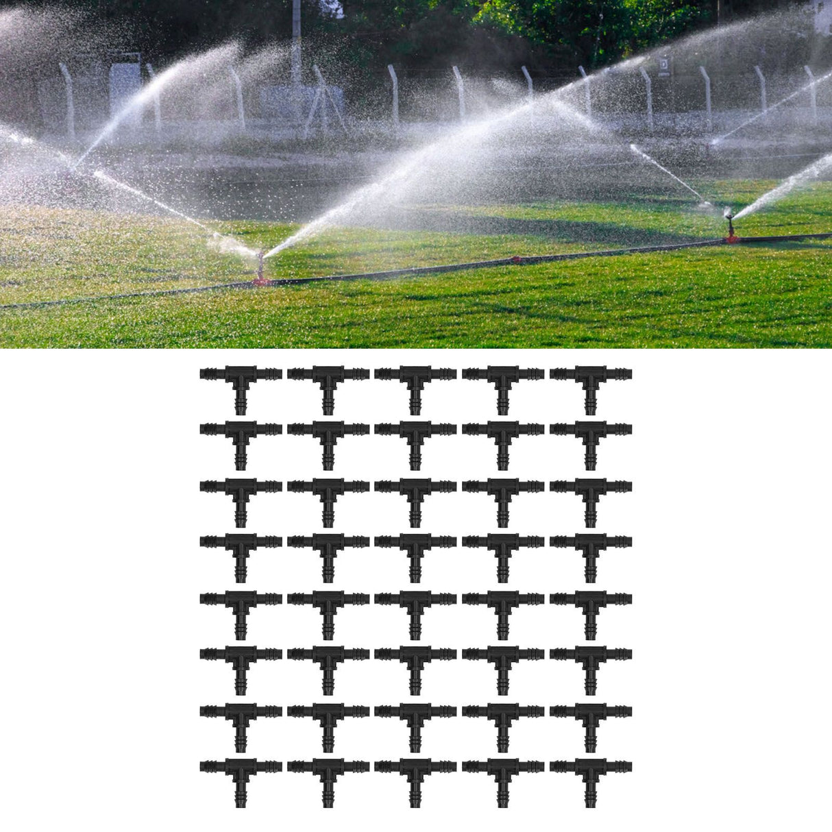 40pcs Irrigation Fitting Drip Irrigation Barbed Connector 8/12mm Tube Tee for Garden Lawn