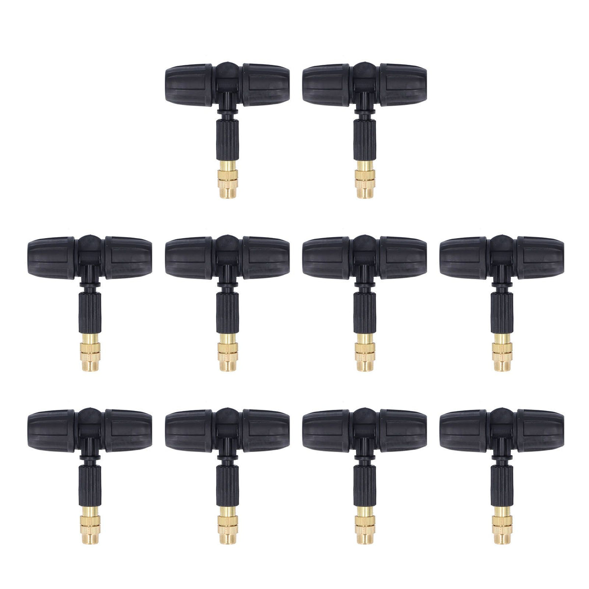 10Pcs Copper Atomizing Nozzles 8/11mm Adjustable Gardening Atomizing Nozzle with Tee Pipes for 8/11mm Capillary