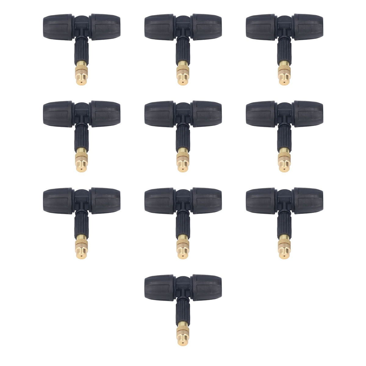 10Pcs Copper Atomizing Nozzles 8/11mm Adjustable Gardening Atomizing Nozzle with Tee Pipes for 8/11mm Capillary