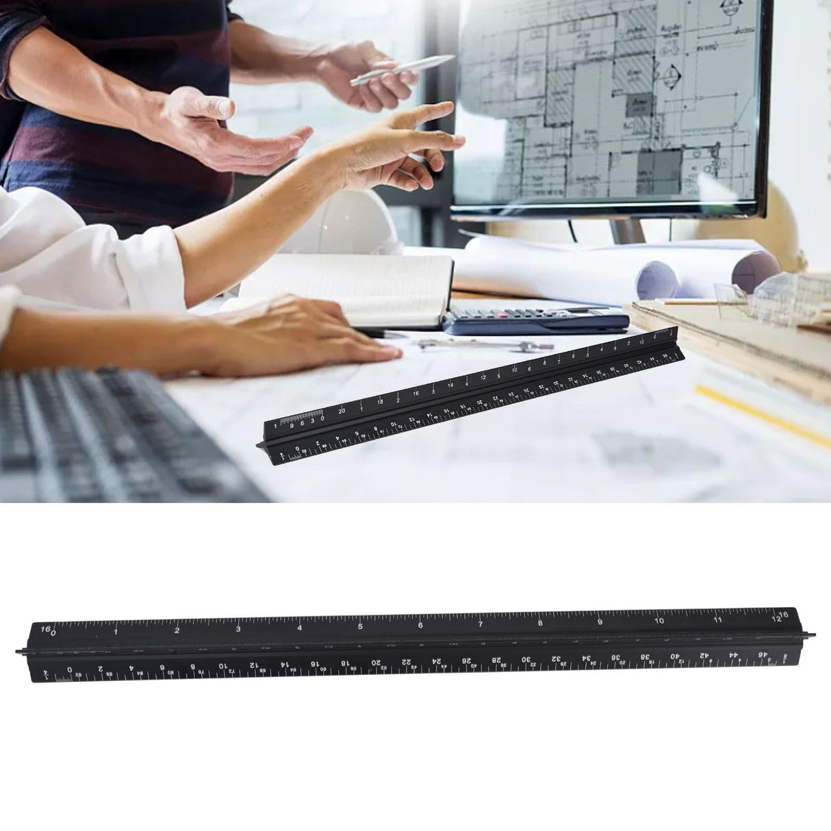 Triangular Ruler Aluminum Alloy Material Clear Reading Engraved Marking Durable Wearable Measuring Tools for DrawingSmall Scale Ruler