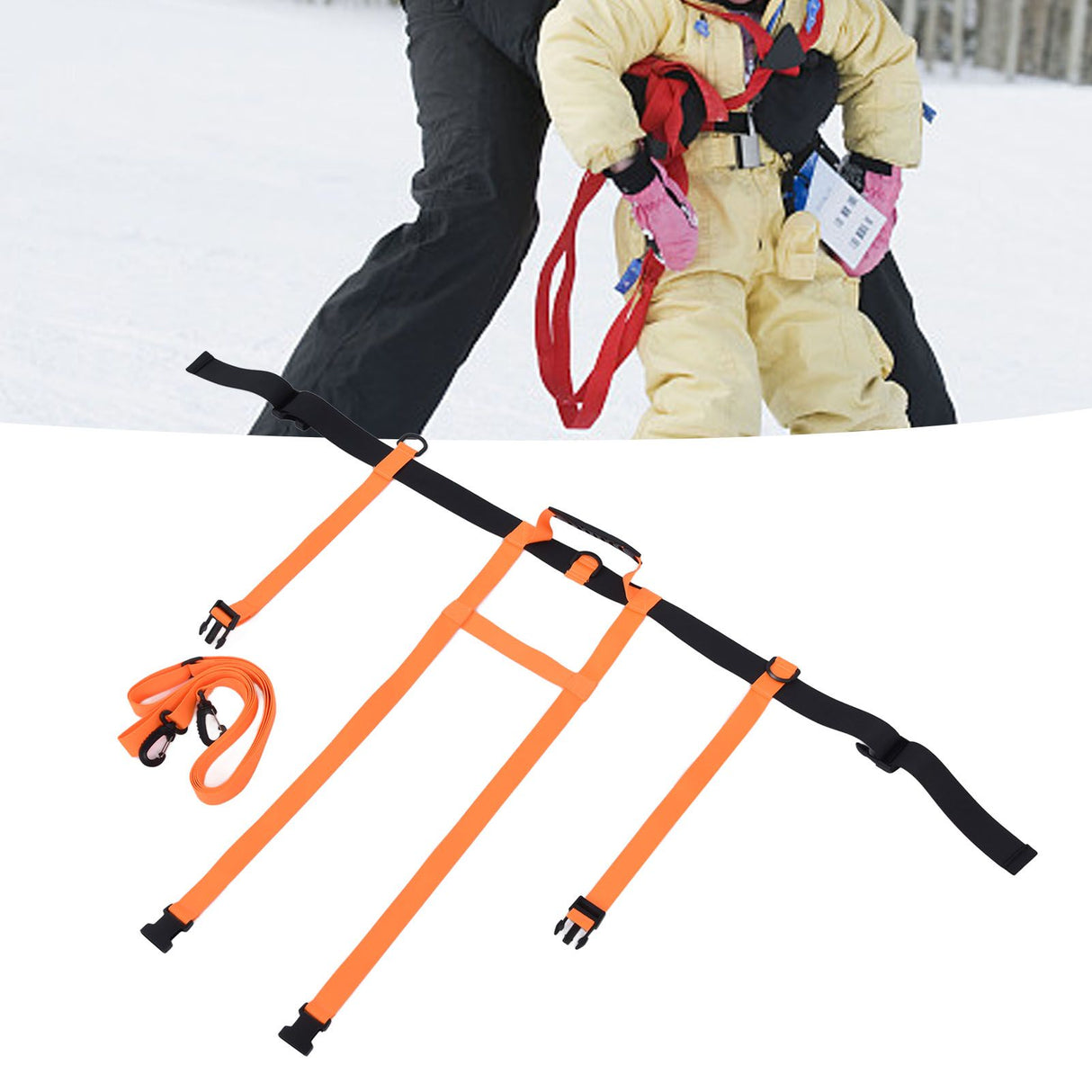 Children Ski Training Safety Ropes Adjustable Outdoor Skiing Harness Safety Shoulder StrapOrange
