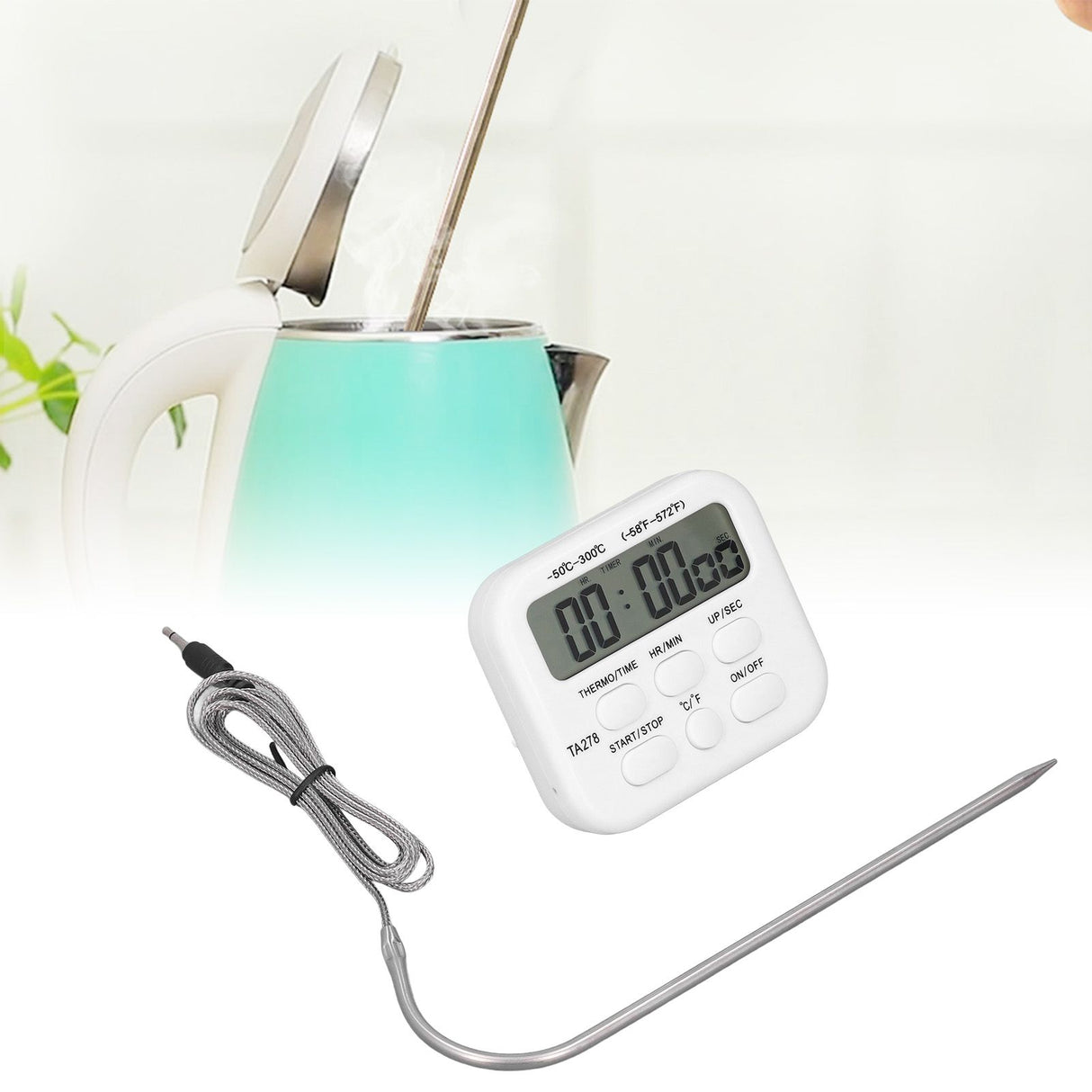 Digital Kitchen Thermometer High Sensitivity Multifunctional Thermometer with Probe Alarm Function for Grilling Baking