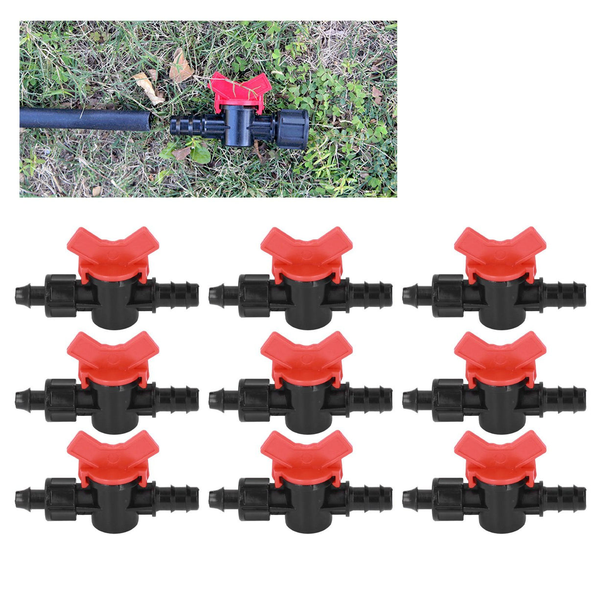 10Pcs Barbed Ball Valve 5/8inch Adjustable Prevent Leakage Drip Irrigation Switch Valve for Irrigation