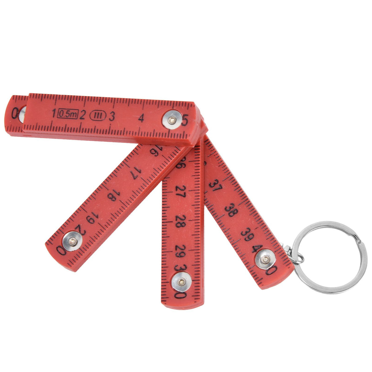 2Pcs ABS Folding Ruler Portable 0.5m Foldable Ruler with Key Ring for Carpentry Laying TilesRed