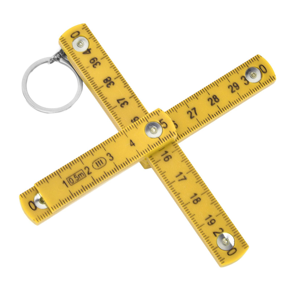 2Pcs ABS Folding Ruler Portable 0.5m Foldable Ruler with Key Ring for Carpentry Laying TilesYellow