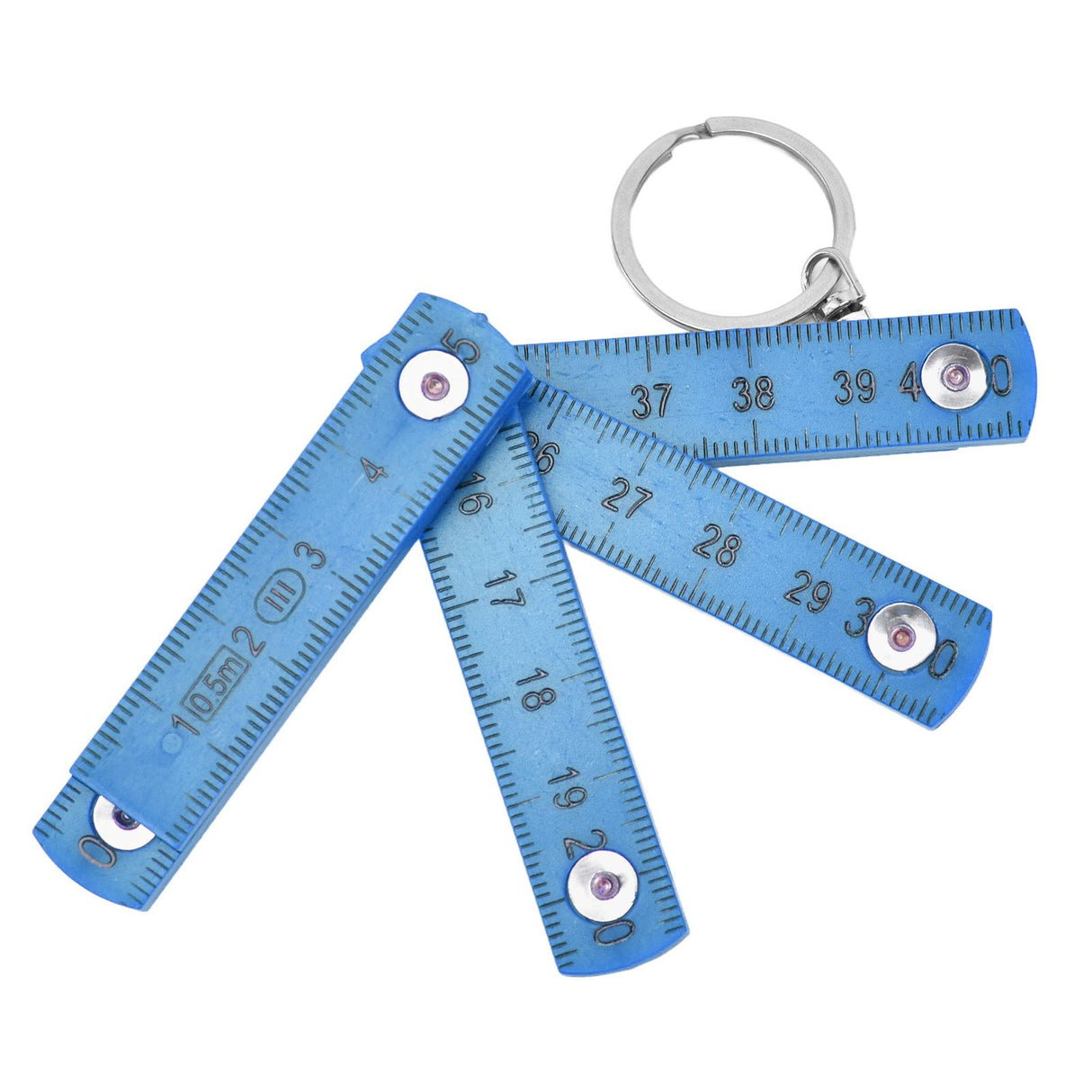 2Pcs ABS Folding Ruler Portable 0.5m Foldable Ruler with Key Ring for Carpentry Laying TilesBlue