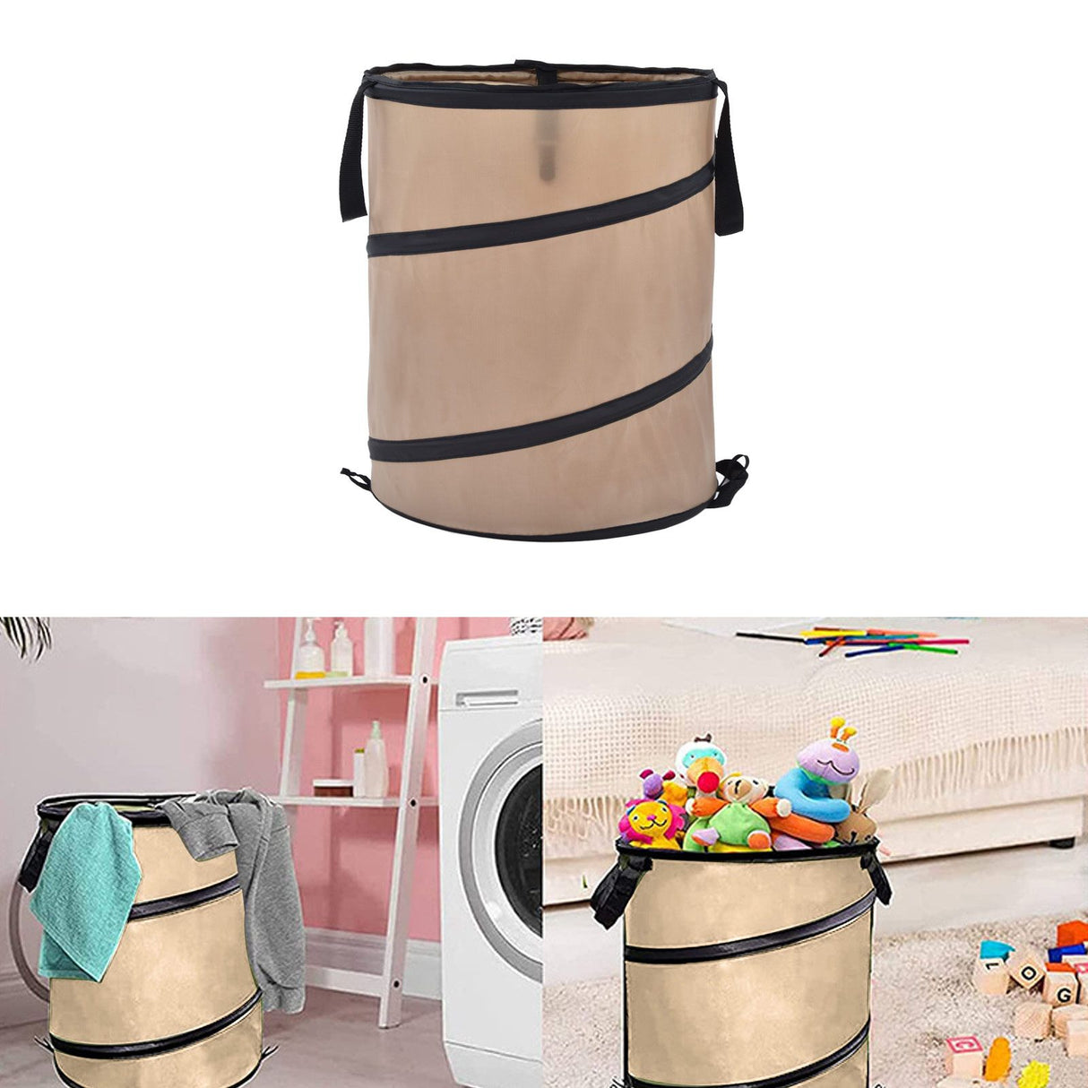 37.8L Collapsible Leaf Trash Can Reinforced Steel Spring Oxford Cloth Collapsible Container Small Size