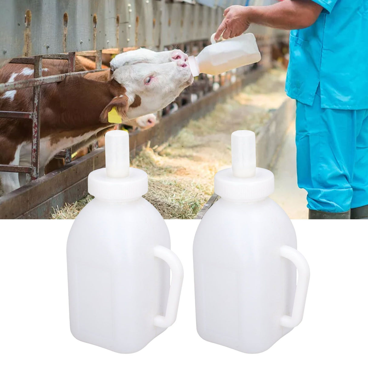 Calf Feeding Bottle 1L Capacity Thick Durable Easy Cleaning Calf Milk Feeder with Detachable Pacifier