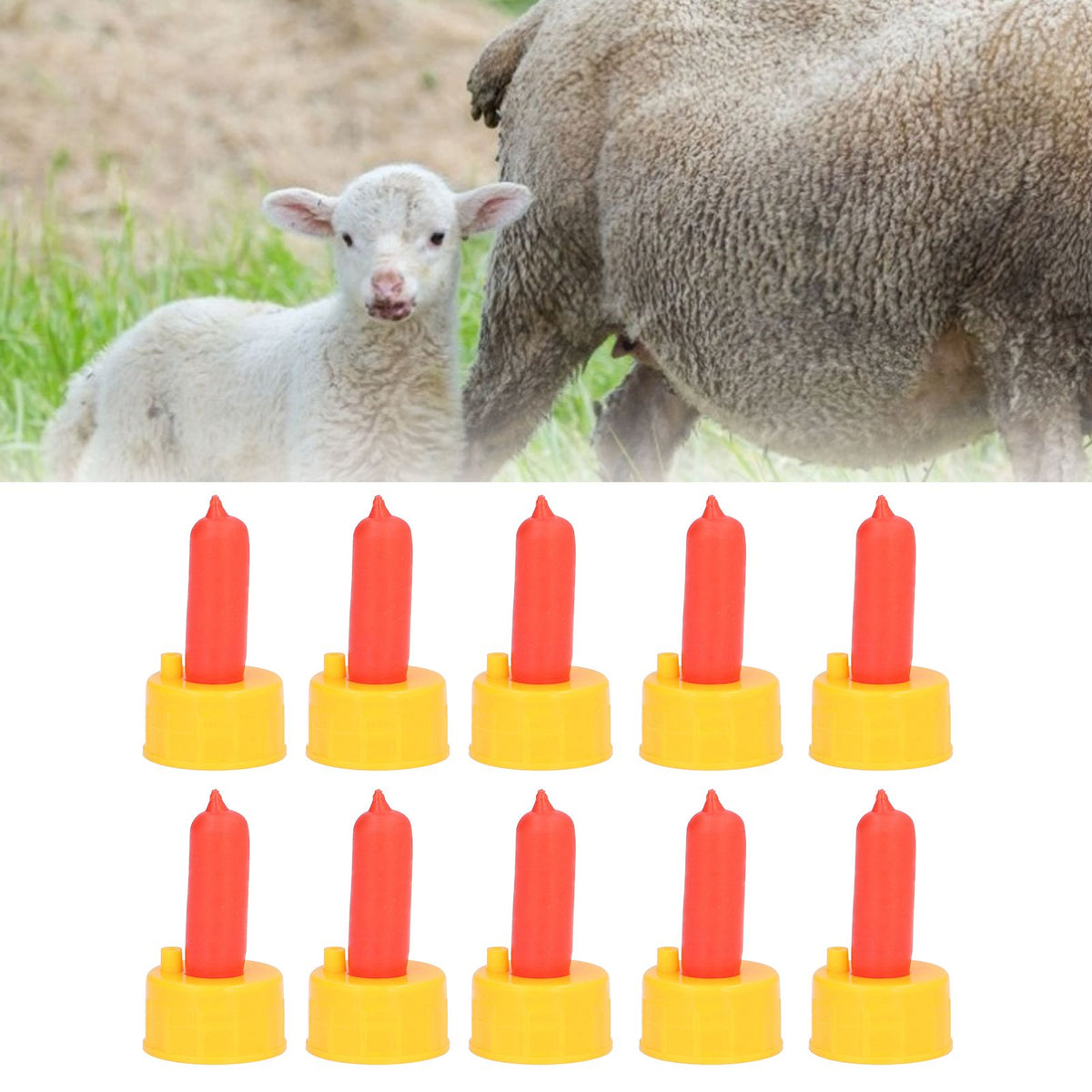 10Pcs Lamb Milk Drink Nipple Sheep Nursing Feeder Nipple for Orphaned Small Animal Feed Red