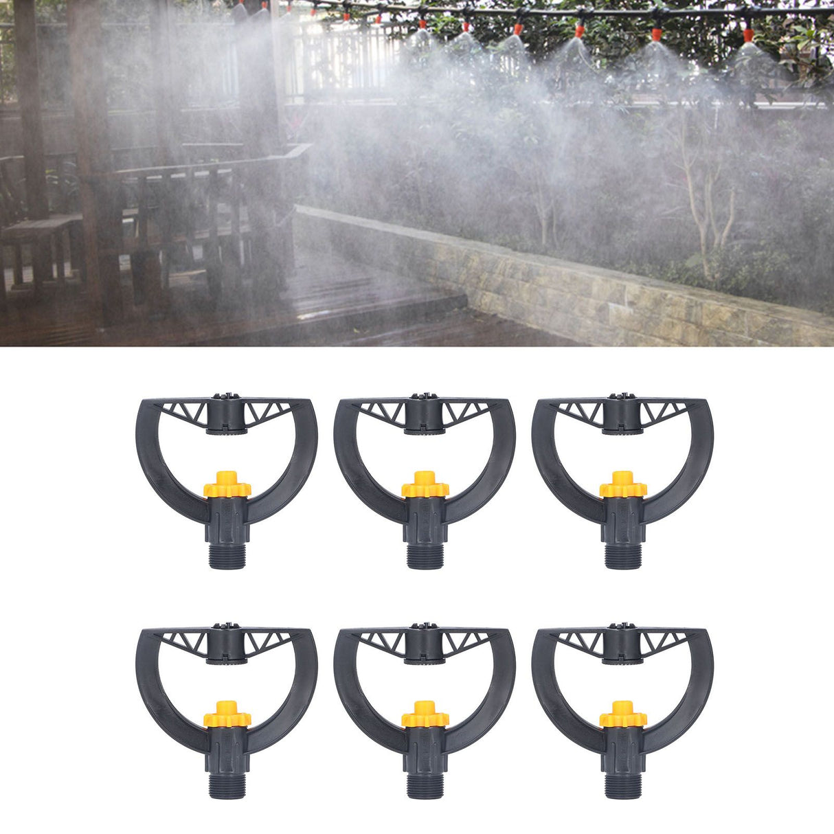 6pcs Irrigation Sprinkler Nozzle G3/4 Male Thread Plastic Black for Agricultural Base Greenhouse