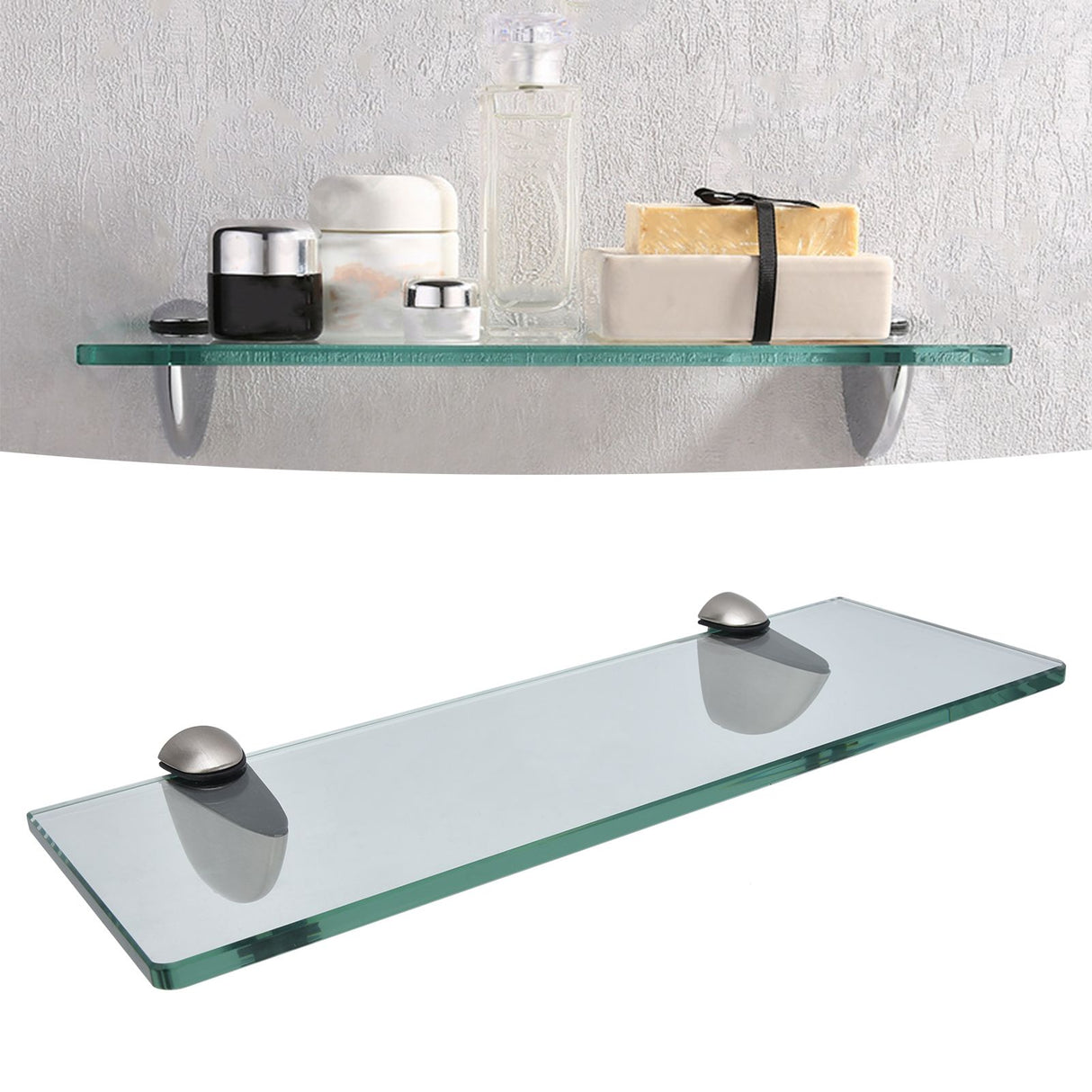 Bathroom Glass Shelf WallMounted Zinc Alloy Storage Rack Bathroom Accessory for Home