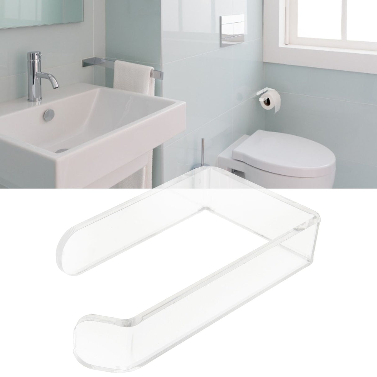 Toilet Paper Holder No Drilling Acrylic Transparent Wall Mount Toilet Paper Roll Holder for Bathroom Kitchen