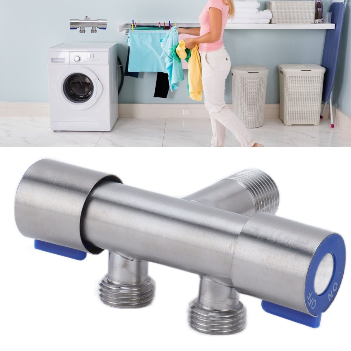 G1/2 Stainless Steel 1 Inlet 2 Outlet Angle Valve Double Handle Double Control Cold Water Tap