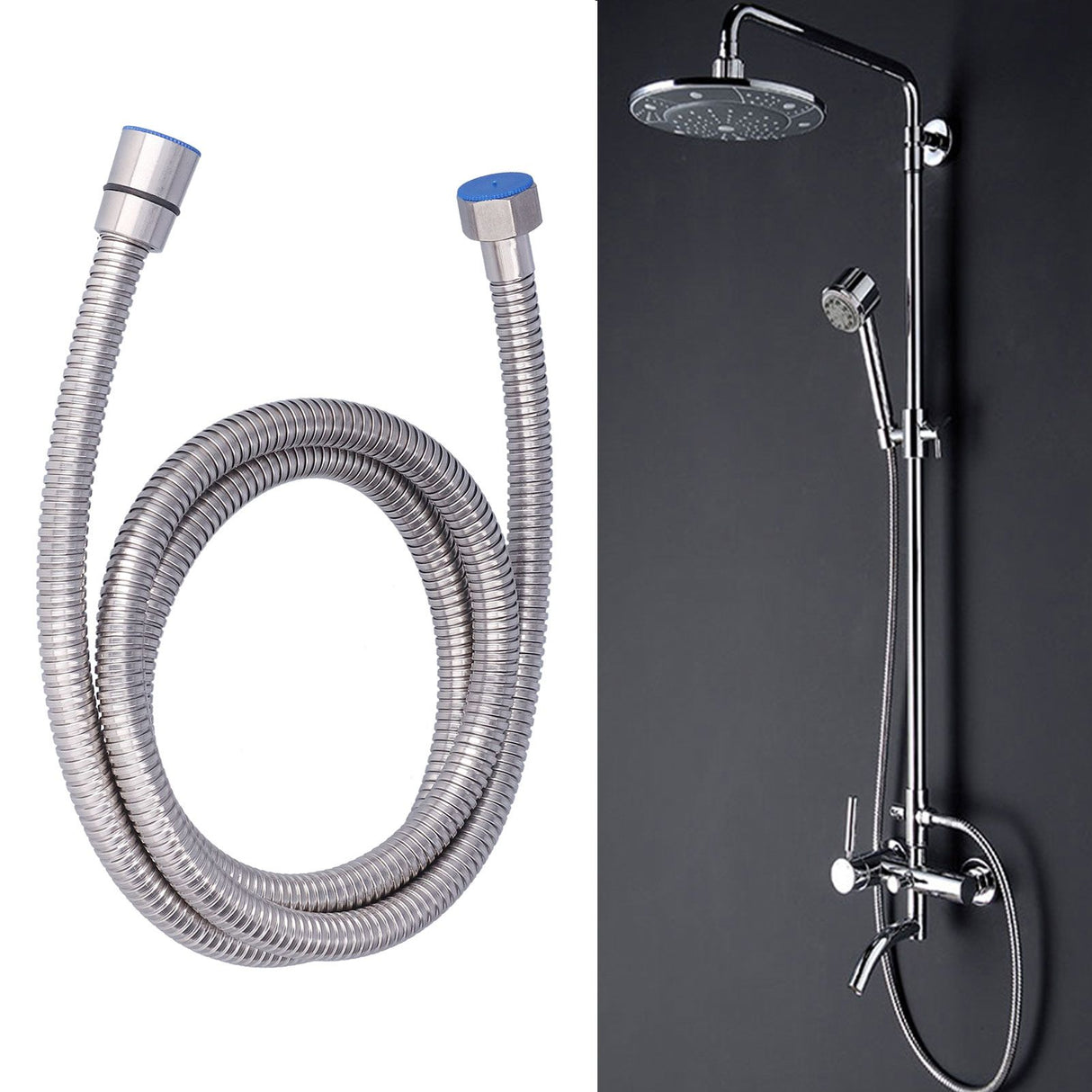148cm Stainless Steel Shower Hose Flexible Shower Head Connection Shower Tube for Bathroom Home