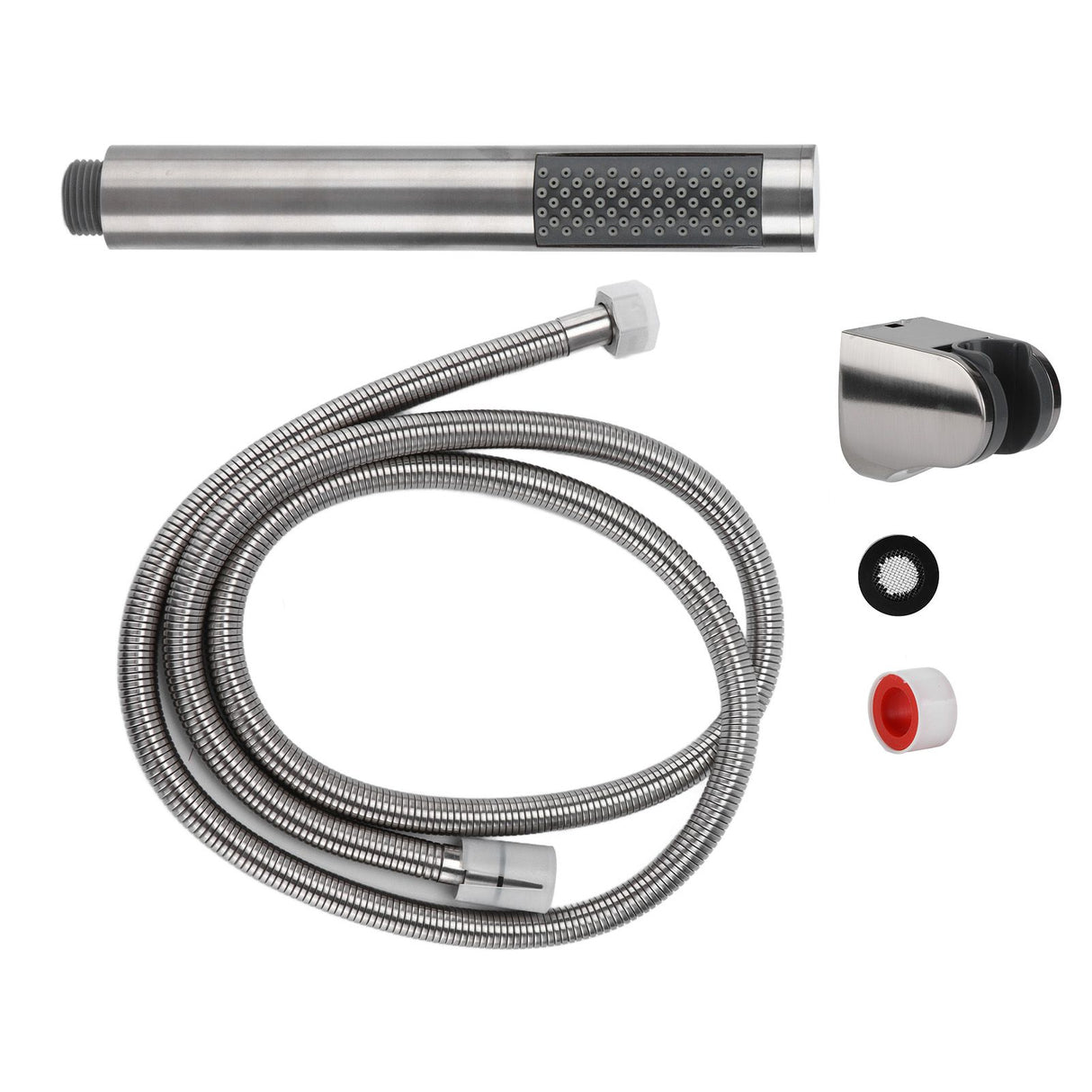 3Pcs/Set Stainless Steel Hand Shower Brushed Round Single Shower Head with Hose Fixed Holder