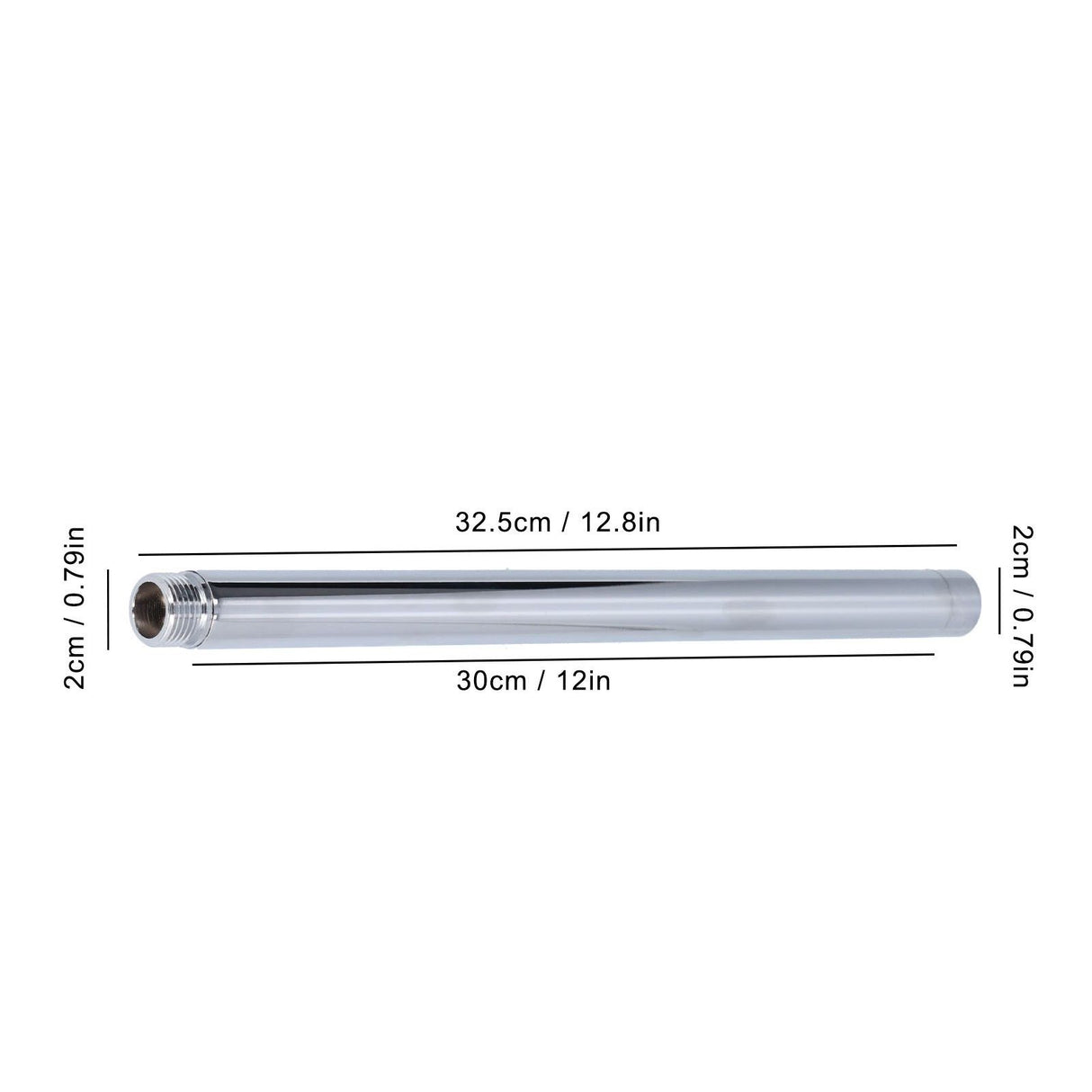 30cm/12in Shower Arm G1/2in Stainless Steel Shower Arm with Polished Chrome Finish Easy to Install and Clean for Bathroom and Toilet