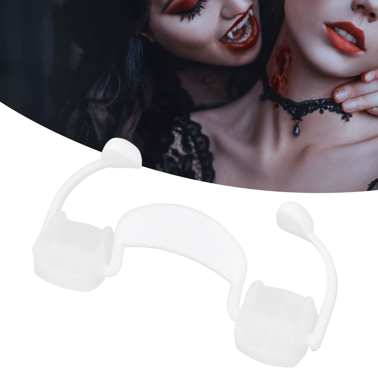 Vampire Fangs Retractable False Tooth with Tooth Repair Beads Halloween Costume Cosplay Party Props